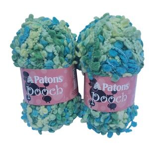 Patons Yarn Pooch Teal Leaves 65210‎ Textured Fun Yarn 2 Skeins